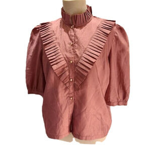 Romantic Boutique Pink Ruffle short sleeve vintage